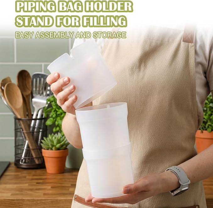 Piping Bag Holder Stand Adjustable Pastry Bag Filling Support Rack Hands Free Reusable Plastic Icing Bag Stand for Cake Cupcake Cookie Dessert Decorating Baking Tools