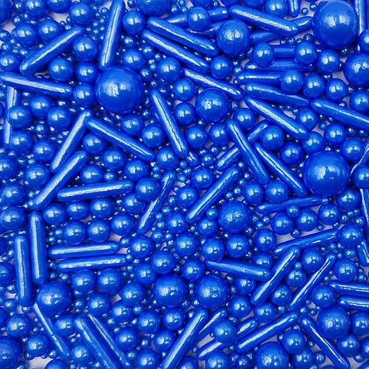 Edible Royal Blue Pearl Sugar Sprinkles Candy Mix Size Baking Edible Cake Decorations Cupcake Toppers Cookie Decorating Wedding Party Valentine Halloween Christmas Supplies 100g/3.53oz