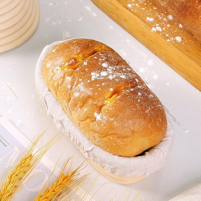 Premium Bread Proofing Basket Set – 9" Round & 10" Oval Sourdough Baskets with Dough Whisk, Bread Lame, Scraper & Silicone Brush – Rattan Bread Baking Kit for Perfect Fermentation & Artisan Loaves