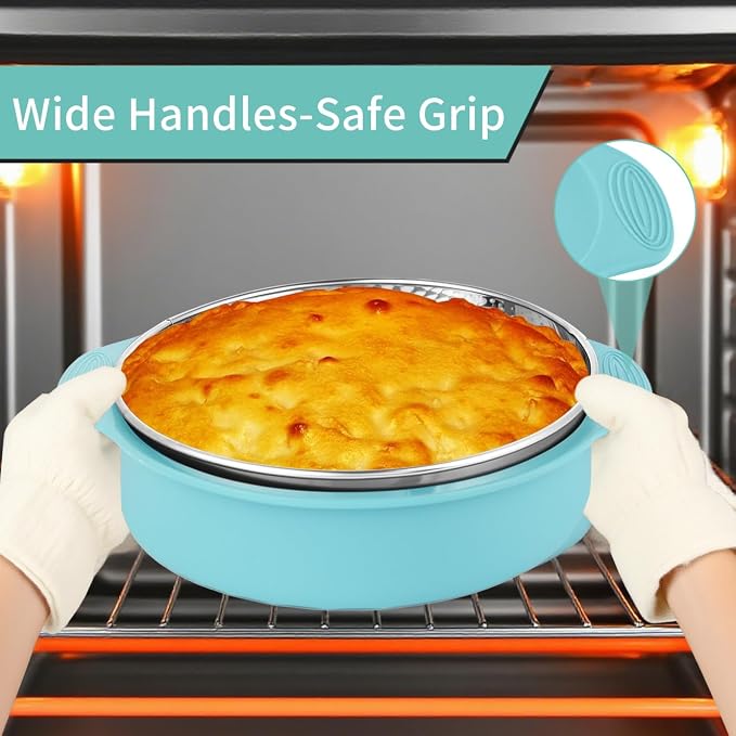 10 Inch Round Silicone Cheesecake Pan Protector – Leakproof Springform Pan Protector for Water Bath Baking, BPA Free Food Grade Silicone, Fits 10” Springform Cake Pans