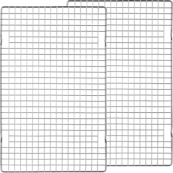 Tebery 2 Pack Heavy-Duty Wire Cooking Rack Baking Racks Fits Half Sheet Pan, Nonstick Baking & Cooling Grid for Roasting, Cooking, Grilling, Drying - 16" x 10"