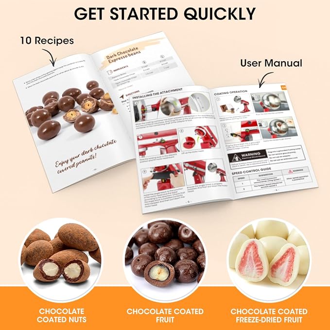 Aieve Snack Coater Compatible with KitchenAid Tilt-Head Stand Mixer, Chocolate Coating Attachment for Freeze-Dried Strawberries,Almonds,Pistachios & Nuts,Ideal for Home Use