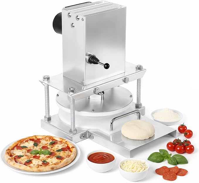 8.6" Electric Pizza Dough Press Machine, Stainless Steel Commercial Dough Press, Dough Sheeter for Pizza Bread Pastry Making, Ideal for Bakery Restaurant & Household