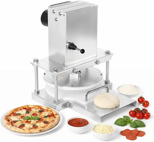 8.6" Electric Pizza Dough Press Machine, Stainless Steel Commercial Dough Press, Dough Sheeter for Pizza Bread Pastry Making, Ideal for Bakery Restaurant & Household