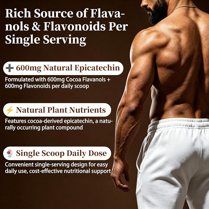 High Flavanol Cocoa Powder | 10x Concentrated Dark Cocoa Extract, Natural Flavonoids & Epicatechin, Plant-Based Superfood, Non-GMO, Vegan Friendly