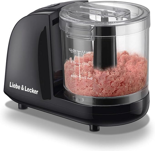 Liebe&Lecker Mini Food Processor 1.5 Cup Small Chopper Electric Mincer | Vegetable Chopper For Onions Garlic Meat Food Chopper Container Compact Size Single Serving Meal Prep Easy Clean