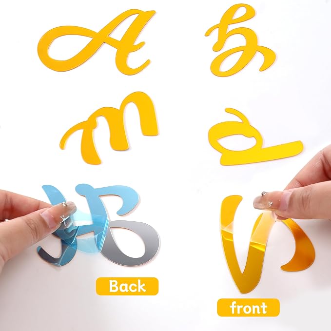 126pcs Acrylic Alphanumeric Cake Decoration, Mirror Number 0-9 and Alphabet A-Z Personalized Cake Picks Shiny Personalized Cake Topper for Birthday Cake Toppers Wedding Baby Shower
