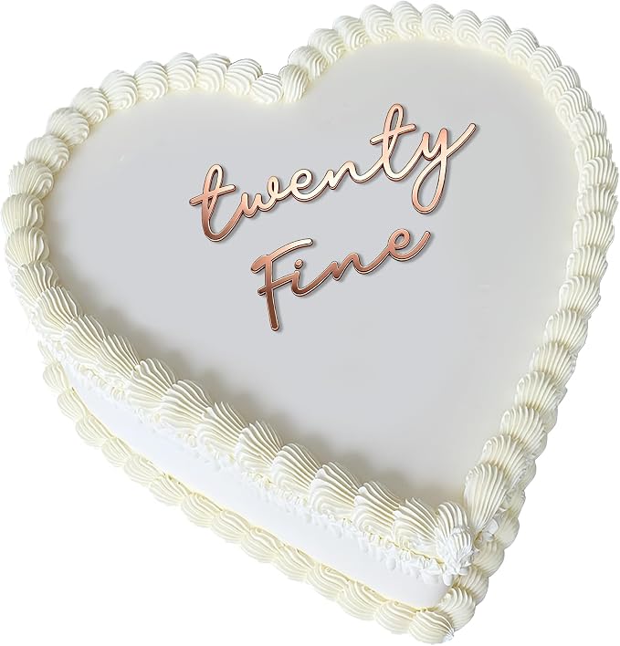Twenty Fine Cake Topper – Acrylic 25th Birthday Cake Decoration, Funny Twenty Five Cake Sign, Reusable Cake Topper for Men & Women Party Supplies (twenty fine rose golden)