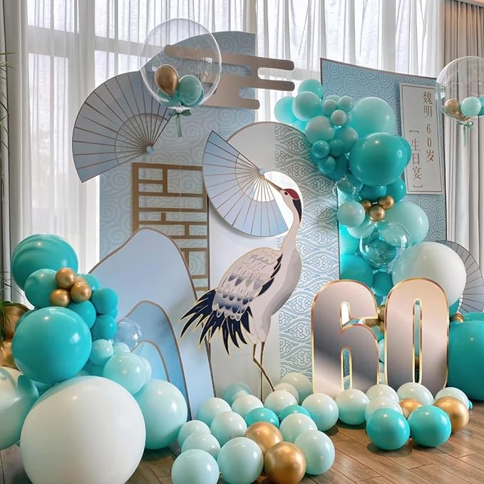 Voircoloria 90pack Teal Balloons Different Size 18/12/10/5 Inch Teal Balloon Garland Arch Kit for Graduation, Wedding, Birthday, Baby Shower, Anniversary Party Decorations