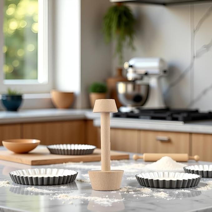 Woodiness Tart Tamper Pastry Tamper Double Side Wooden Egg Tart Tamper Mold DIY Cake Pastry Pusher for Kitchen Party Baking Tools, Pie, Tart and Quiche Pans