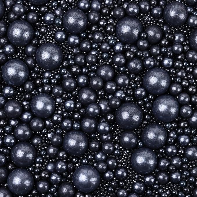 Cobakey Black Sprinkles for Cake Decorations Edible Pearl Sprinkles for Cupcake Toppers Wedding Party Valentines Halloween Christmas Supplies 3.52 ounce
