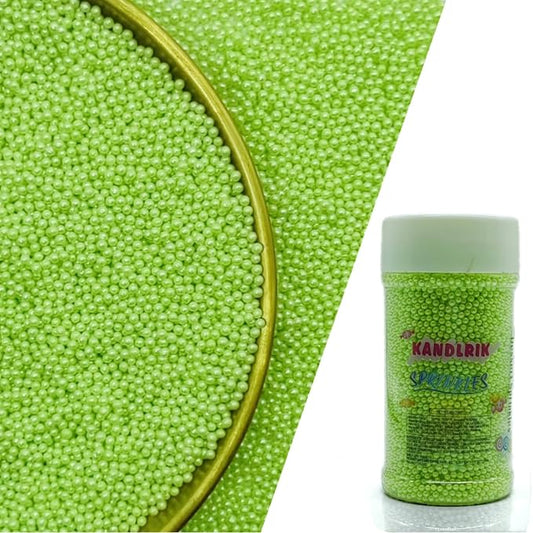 Edible Light Green Sprinkles Candy 2mm Mini Pearls Cake Decorations Cupcake Toppers Cookie Decorating Perfect for Wedding Party Valentine Halloween Christmas Supplies 3OZ
