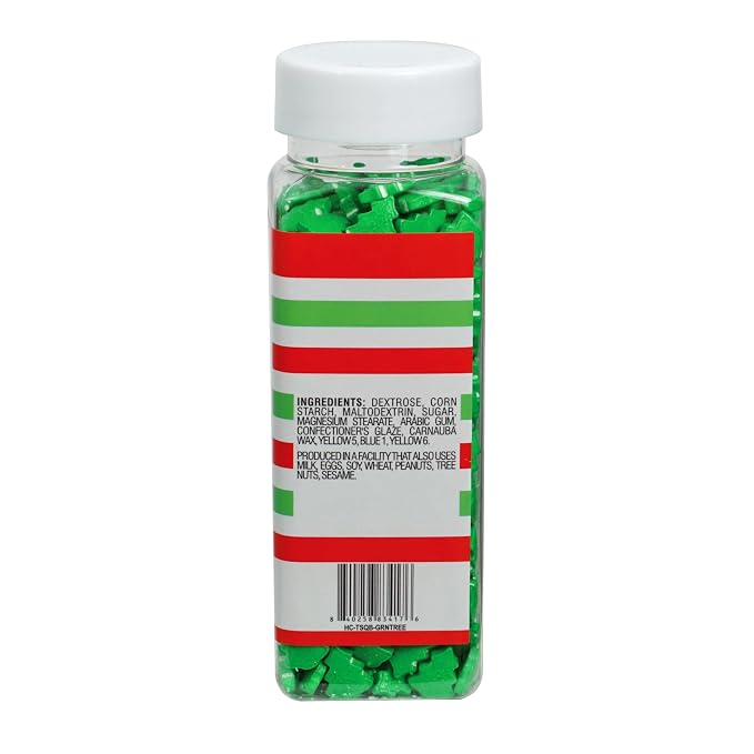 Green Tree Candy Sprinkles 4.4 oz, Christmas Sprinkles For Cake Decorating, Baking, Ice Cream & More, The Hampton Candy Company