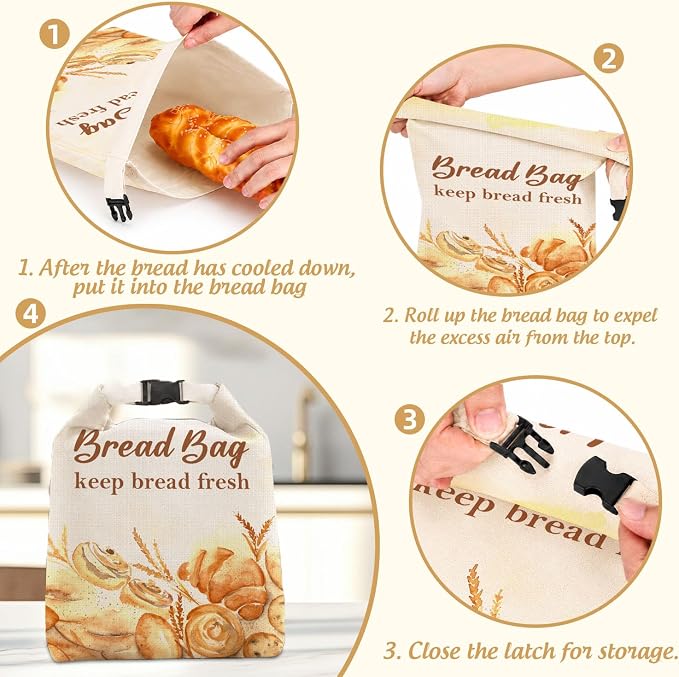 2 Pack Reusable Beeswax Bread Bags, Honey Theme Bread Bag for Sourdough, Natural Beeswax Storage Bag, Reusable Linen, Food Storage Cloth Bag with Buckle 13 * 17IN