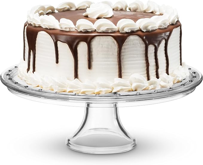Godinger Cake Stand, Crystal Glass Footed Cake Plate Serving Platter - Made in Italy