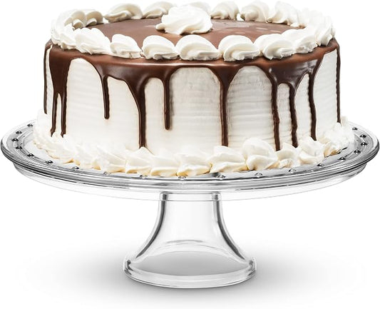 Godinger Cake Stand, Crystal Glass Footed Cake Plate Serving Platter - Made in Italy