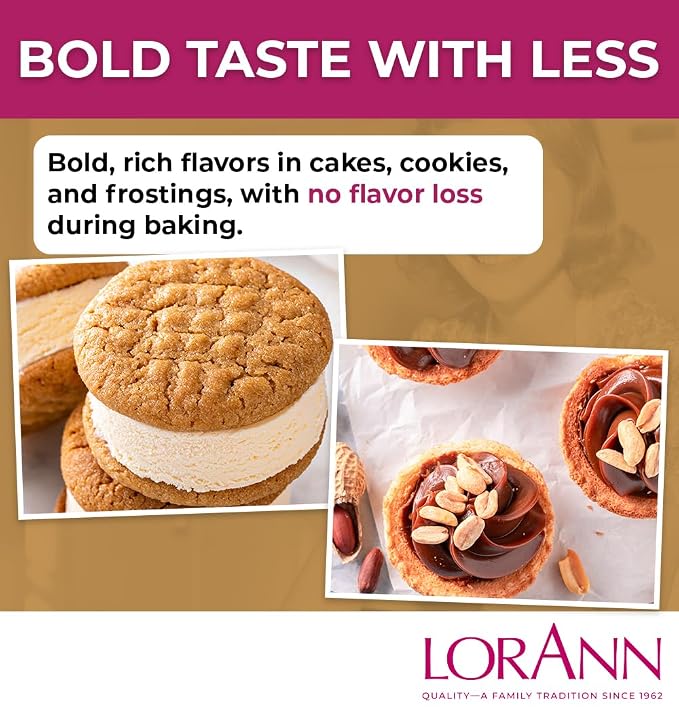 Lorann Oils Peanut Butter Bakery Emulsion: Realistic Peanut Butter Flavor Without Nuts, Perfect for Elevating Peanut Butter notes in Baked Goods, Gluten-Free, Keto-Friendly, 16 Oz