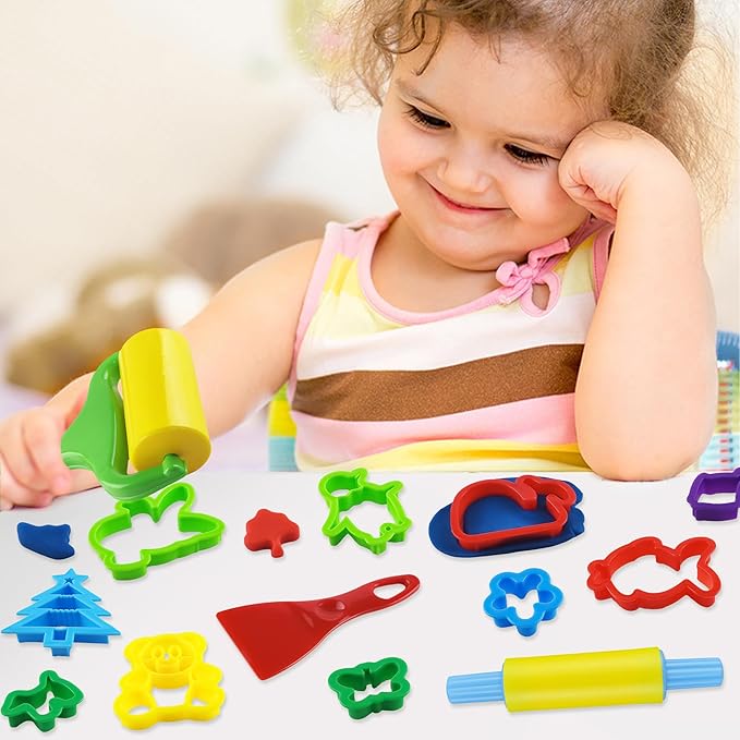 Dough Tools with 40 pcs Plastic Dough Cutters Animal Shapes, 3 pcs Basic Dough Tools