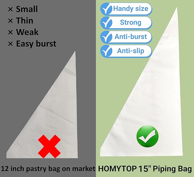 15 Inch Piping Bags 200 Pack - Disposable Pastry Bags - Thick Anti-Burst Pastry Icing Frosting Piping Bags For Decorating Cupcakes Cakes Cookies (15 Inch-200 Pack)
