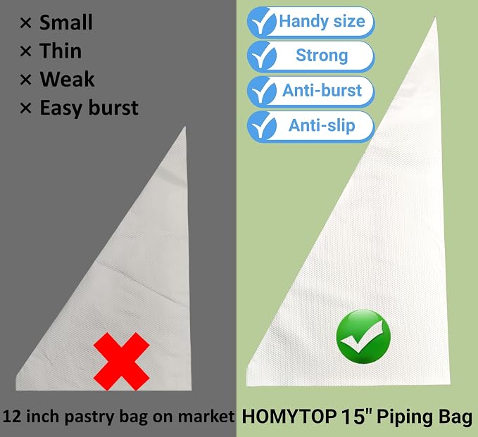 15 Inch Extra Large Piping Bags 100 Pack - Disposable Pastry Bags - Thick Anti-Burst Pastry Icing Frosting Piping Bags For Decorating Cupcakes Cakes Cookies (15 Inch-100 Pack)