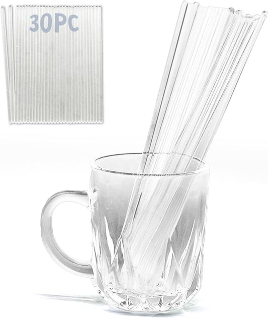 30pcs 8" Acrylic Cake Topper Sticks, 5mm Flat Clear Plexiglass for Cupcake Toppers, Cake Pops & Lollipops, Strong Unbending Transparent Cake Decorating Supplies(30 pcs)