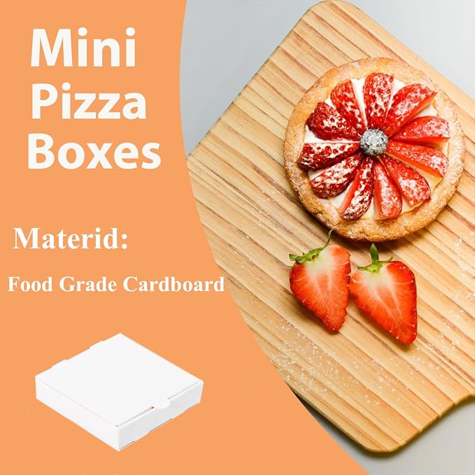 5 Inch Thin Mini Pizza Boxes,100 Pack Small White Pizza Boxes for Cookie,Mini Pies, Party Favors and Crafts(5x5x1 Inches)