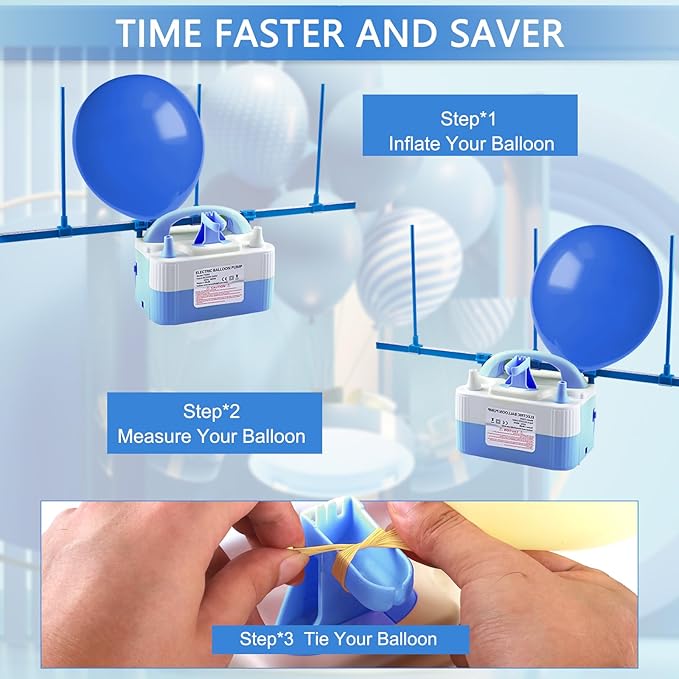 Balloon Pump Electric,110V 600W Balloon Blower Inflator Dual Nozzle Air Pump Balloons Inflator for Decoration, Party, Sport,Gifts:2 Balloon Tying Tools