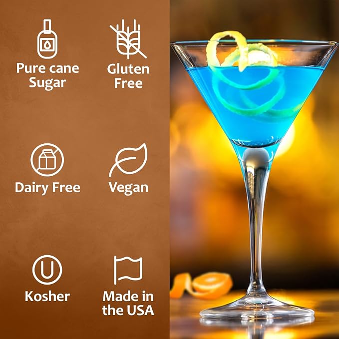 Syruvia Blue Curacao Syrup, Flavored Syrup for Cocktails, Drinks, Lemonades, Iced Teas, and Desserts – 25.4 fl oz - with Pump