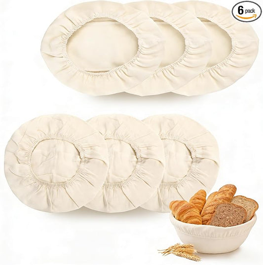 Bread Basket Liner Cloth 3 PCS 10 Inch Oval &3 PCS 9 Inch Round Bread Proofing Basket Cloth Liner Natural Rattan Banneton Basket Liner Proofing Cloth Baking Dough Basket Cover for Home Baking Supplies