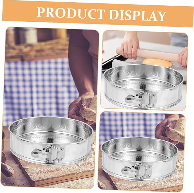 BESPORTBLE 9 Inch Stainless Steel Springform Cake Pan with Removable Bottom, Leakproof round Cheesecake Mold for Home Baking, Sturdy 304 Material with Reliable Lock for Oven Use