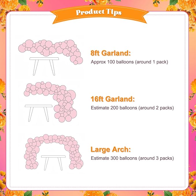 Pink and Orange Balloon Arch Kit Tropical Luau Balloon Garland Arch Kit with Orange Hot Pink Gold Ivory White Balloons for Hawaiian Beach Theme Baby Shower Bridal Shower Birthday Party Decorations