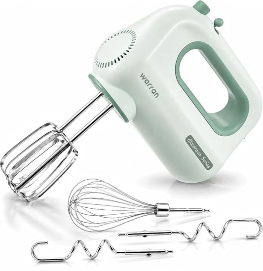 300W Compact Lightweight Electric Hand Mixer, with Powerful Quiet DC Motor for Baking, Cake, Brownies, Cookie Dough, Ideal for Home Kitchen (Green)