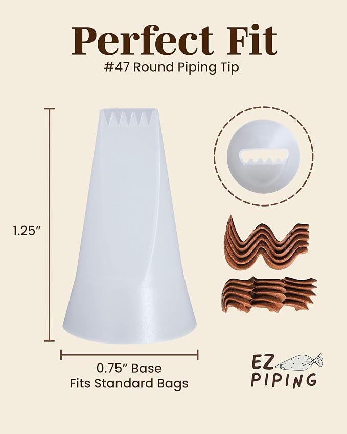 Reusable Plastic Piping Tips - Standard Basketweave Tip #47 20 Pack Icing Nozzles Food Grade Plastic Cake Decorating Tool Kit, Baking Supplies and Piping Bags, Base Ø 0.75" Height 1.25"