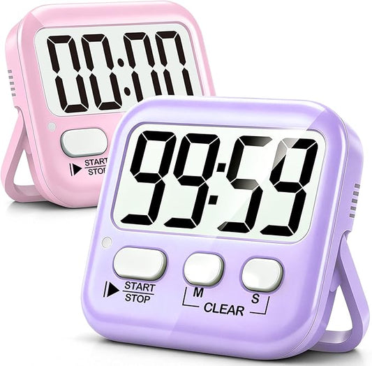 Antonki 2 Pack Digital Timer for Kids, Magnetic Countdown Kitchen Timers for Cooking, Egg, Classroom, Teacher, Exercise, Study, Oven - Battery Included