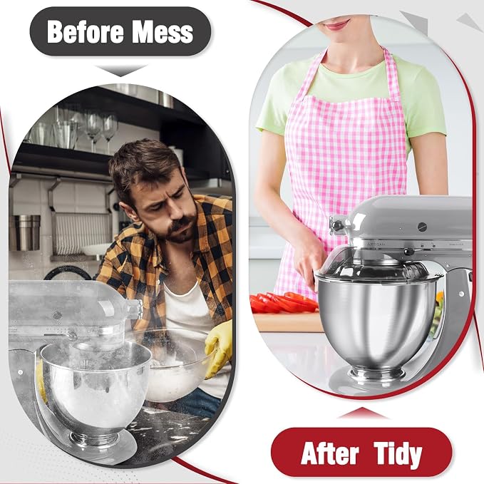 Pouring Shield for KitchenAid 4.5-5QT Tilt-Head Mixer,Only for Stainless Steel Bowl,Safety Secure Fit Splash Guard for Kitchen Aid Stand Mixer,Kitchen Aid Accessories and Attachments,Gray