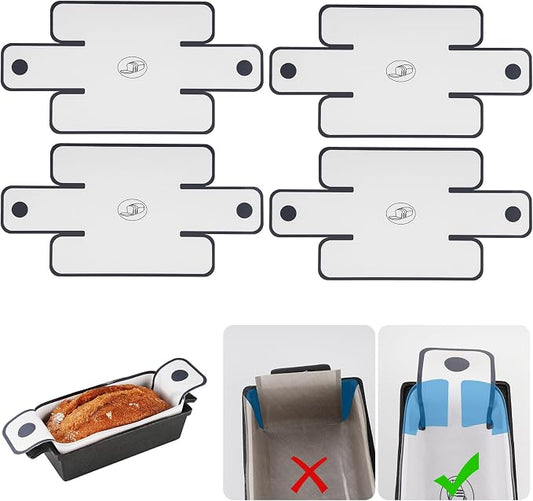 NiHome 4-Pack Silicone Bread Loaf Pan Liners, Reusable and Nonstick Silicone Bread Sling, Fit for 9x5, 9.5x5, and 10x5 Inch Loaf Pans, Dishwasher Safe, Easy to Clean (White)