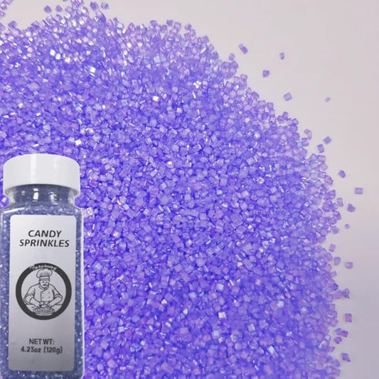 HeDeon&Rles Edible Purple Sanding Sugar Crystals for Baking 120g/4.23oz Sparkling Sugar Crystals Cake Cupcake Pancake Ice Cream Top Birthday Wedding Easter Halloween ChristmasCake Decoration