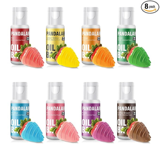 Oil Based Food Coloring Set for Chocolate - 8 colors Vibrant Edible Baking Food Dye for Chocolate, Candy Melts, Fondant, Butter, Meringues, Cookie Icing Frosting, Donut - 0.67 Fl.Oz Bottles