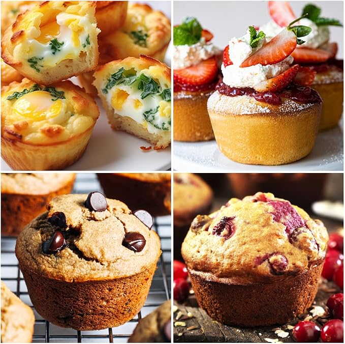 CAKETIME Silicone Muffin Pan, 2 Packs, Jumbo 6 Cups and Mini 24 Cups for Baking Muffins, Cupcakes, Egg Bites, and Frittatas