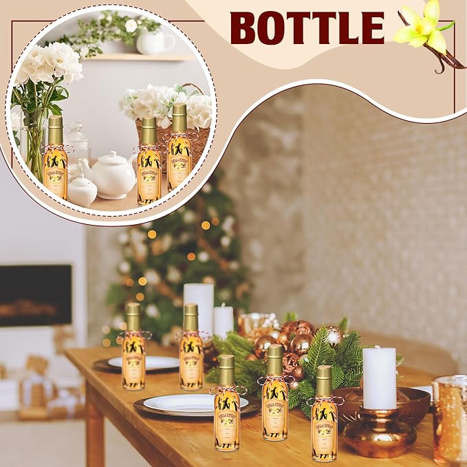 Tioncy 16 Pcs Empty Vanilla Extract Bottles for Homemade Vanilla Jar Glass Bottle with Cap, Shrink Band, Sticker DIY Crafts Wedding Gift Food Storage Canister for Bean(Gold,5 oz)