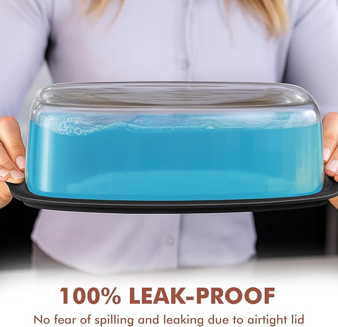 Razab LARGE 7.6 Cups/1800 ML/1.9 Qt Glass Loaf Pan with Lids - Meatloaf Pan BPA free Airtight Lids Grip Handle Easy Carry, Microwave and Oven Safe - Loaf Pans For Baking Bread, Cakes, Glass Loaf Pan