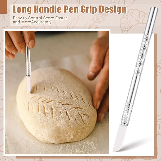 Bread Lame Sourdough Ceramic Lame Scoring Tool, 4 Ceramic Blades with Protective Cover and Finger Sleeves for Sourdough Baking