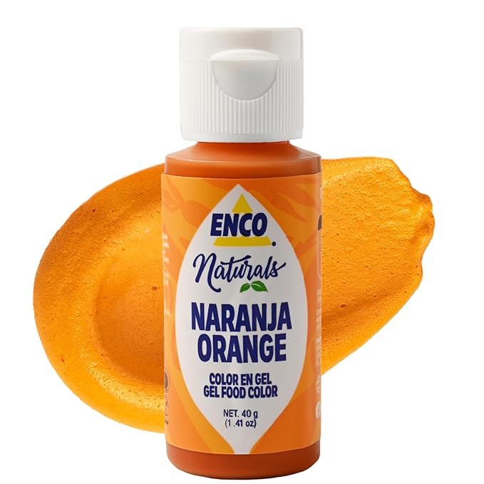 ENCO Natural Food Coloring Gel Orange (1.41 oz) – No Artificial Dyes, Vibrant Colors for Icing, Buttercream & Fondant - Kosher & Vegan Colors – Baking & Cake Decorating