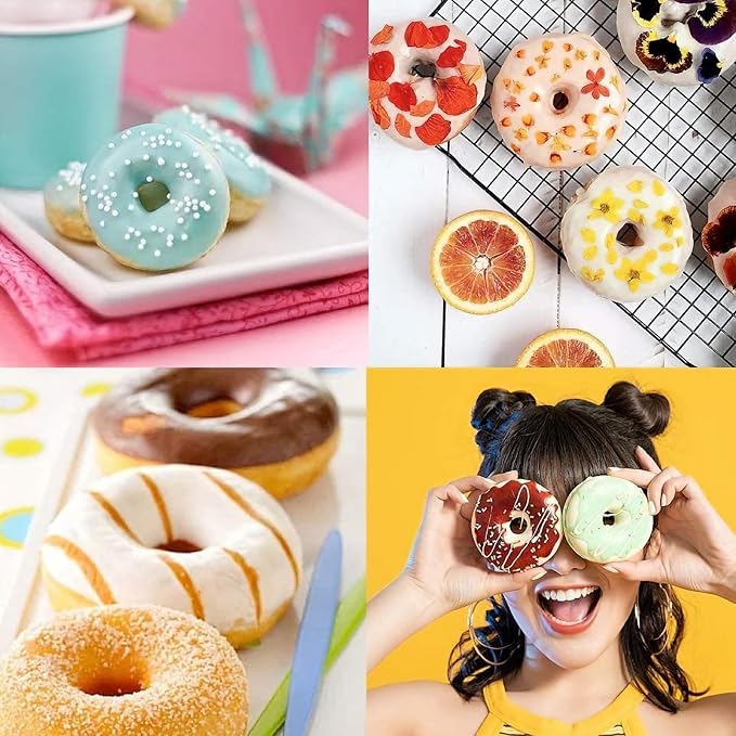 2er Pack Silicone Donut Mold - Non-Stick Silicone Doughnut Pan DIY Chocolate Baking Cookie Molds, Heat Resistant, Make Donut Cake Biscuit Bagels, BPA Free Dishwasher Safe (blue, 6 Cavities)