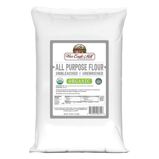 War Eagle Mill Organic All Purpose Flour, Unbleached, Unenriched, 25 Pounds