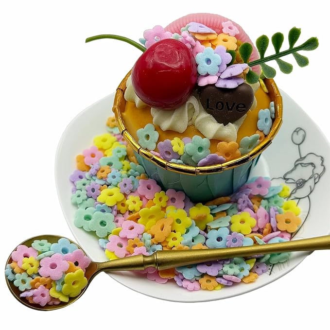 CandiJumpin Pastel Flower Sprinkles for Cake Decorating, Mini Edible Flowers Rainbow Flower Decorations Edible Flowers Cake Confetti Baby Shower Party Birthday Wedding Christmas Supplies 3 OZ