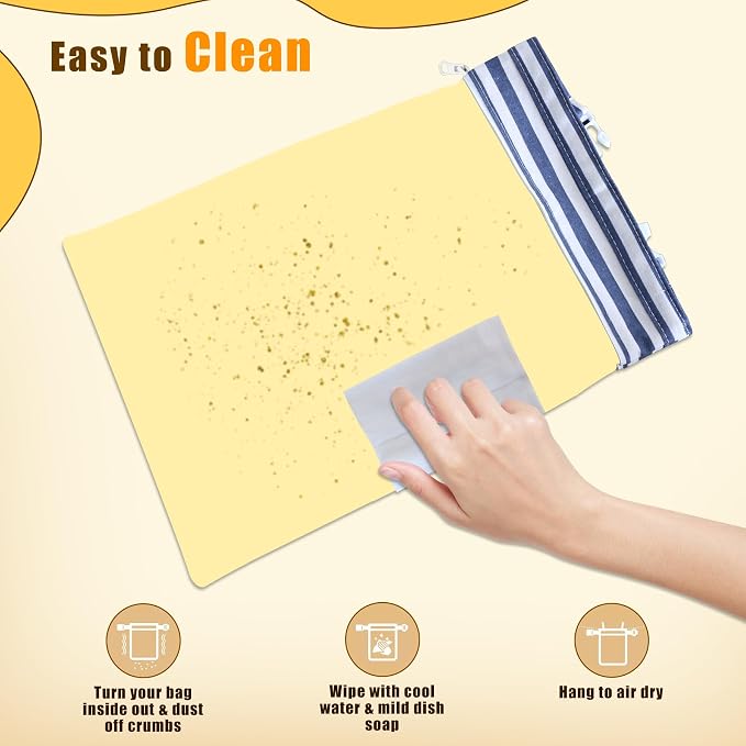 2 Pack Beeswax Bread Bags for Homemade Bread, Sourdough, Reusable Bread Bag XL Eco-Friendly Fresh Food Storage with Buckle & Zipper, Moisture Lock, Keeps Bakes Fresh Longer