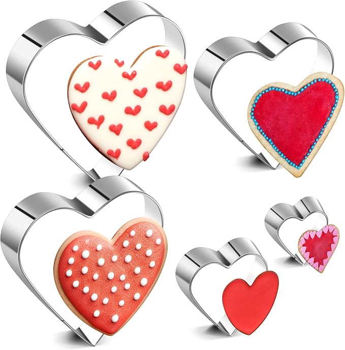 Patelai 5 Pcs Heart Shape Cookie Cutter Set 5 Size Small Heart Cookie Cutter for Valentine's Day Love Shaped Mold for Sandwiches, Biscuit (3.15" 2.76" 2.36" 1.57" 1.18")