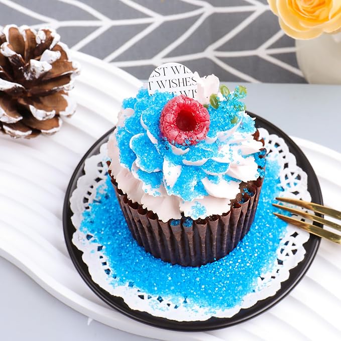 Blue Sanding Sugar for Baking, 6.35oz/180g Edible Blue Sprinkles for Cake Decorating, Sparkling Sugar Crystals for Cupcakes Cookies Dessert Ice Cream