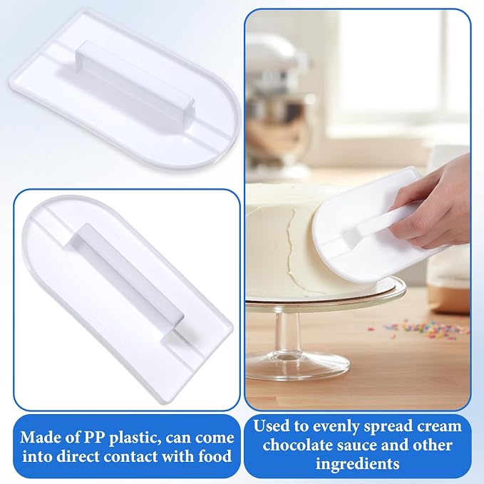 2Pcs Fondant Smoothing, 14.5 x 8 cm/5.7" x 3.1" Fondant Tools Plastic Cake Decorating Smoother & Polisher Cake Decorating Tools Cake Leveler for Smoothing Icing Decoration Sugar Craft (White)
